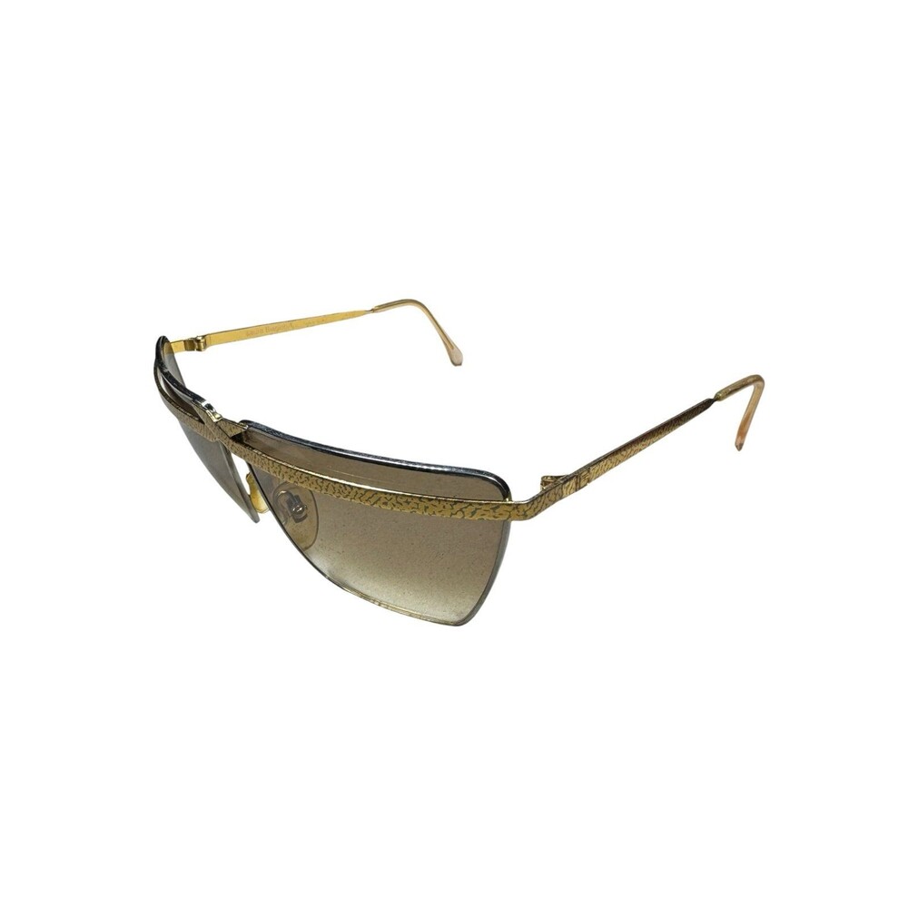 Laura Biagiotti T60 Gold Sunglasses Textured Brow Bar Gradient Lenses Vintage